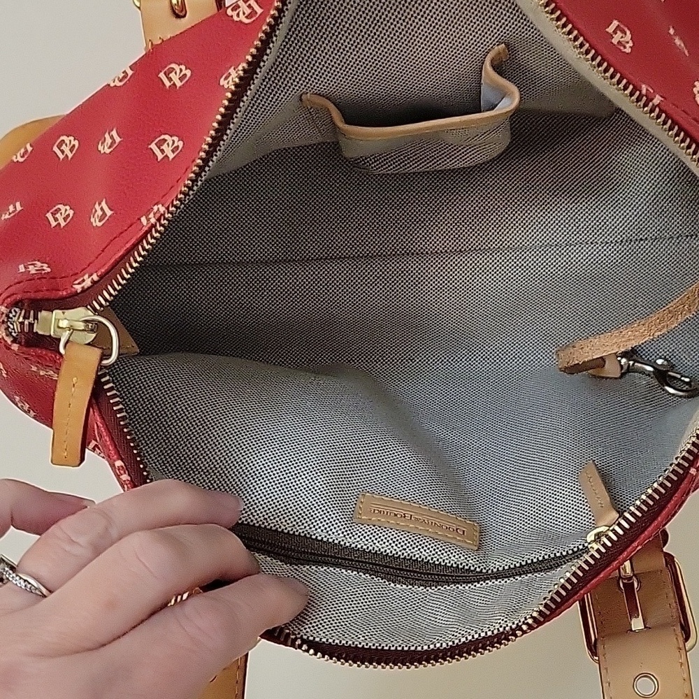 Vtg 1990s DOONEY & BOURKE Tomato Red Logo Satchel Shoulder Bag - Picture 11 of 15